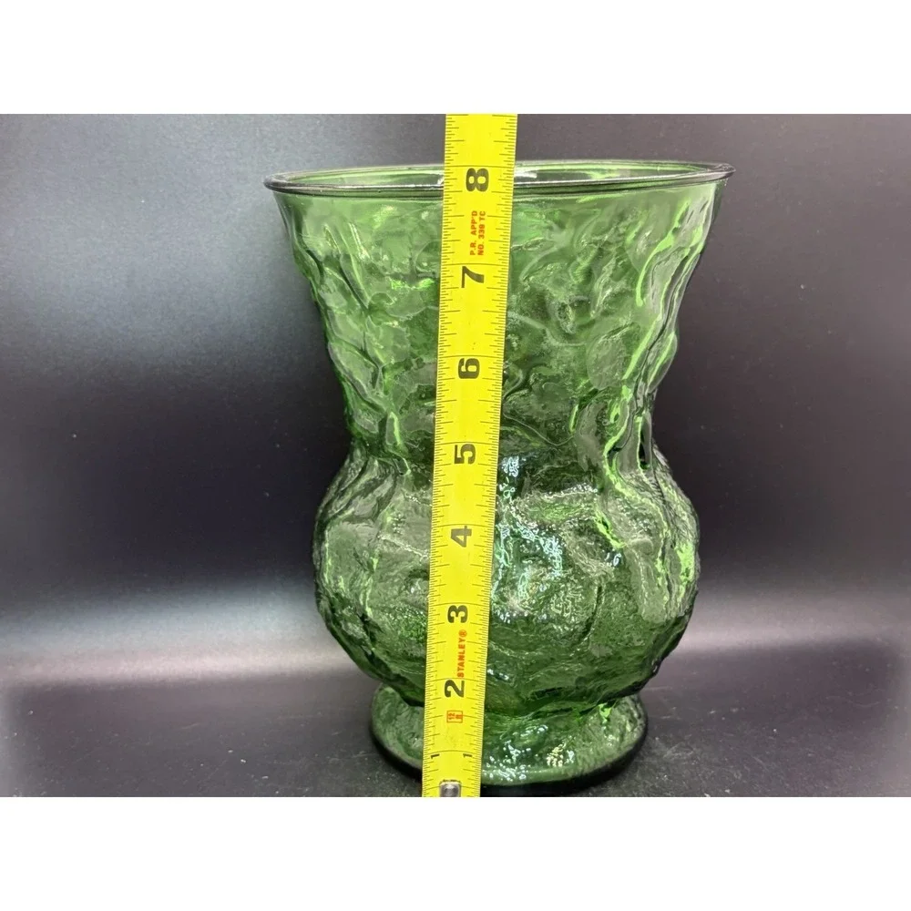 1 Vintage X Large EO‎ BRODY CO Hoosier Emerald Green Glass Vases Crinkle Design